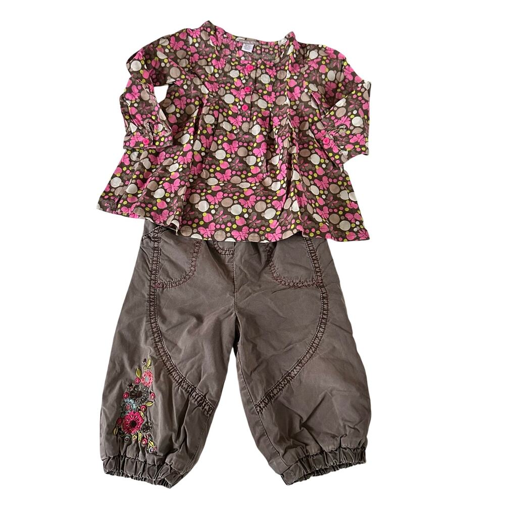 Adorable Baby Girl Pink Bow Blouse & Bubble Pants Set